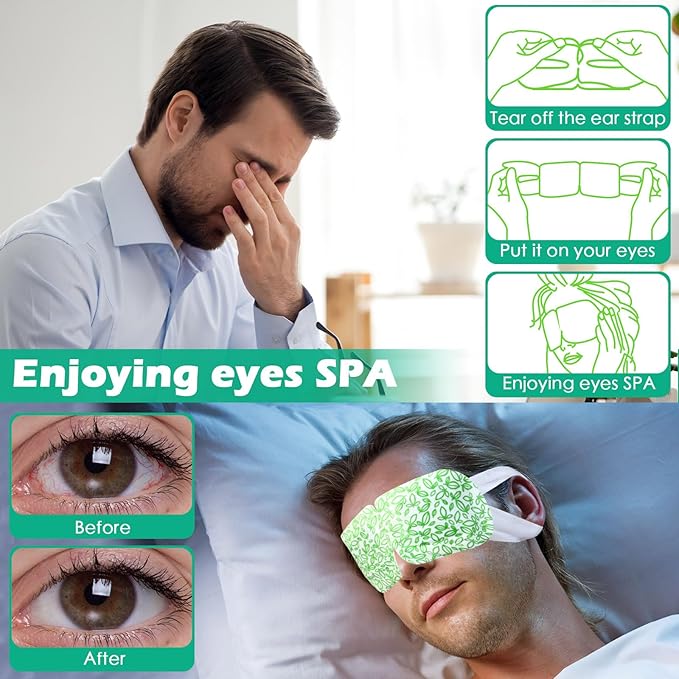 50 Packs Steam Eye Mask for Dry Eyes Spa Warm Sleep Eye Mask Self Heating Disposable Eye Masks for Home Office Travel Eyestrain Relieve (Unscented)-VivaGrace Women