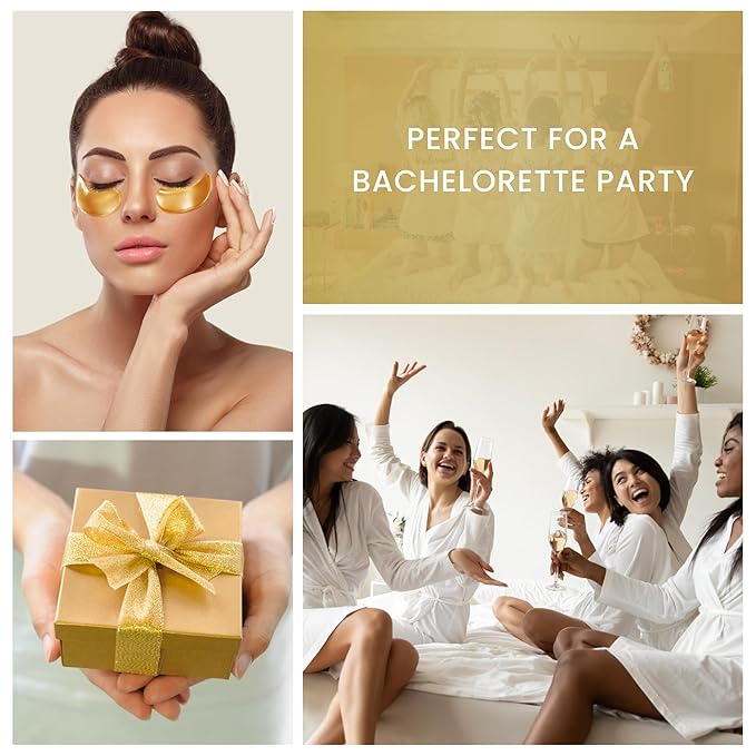 24K Gold Under Eye Patches with 6 pieces of Lip Mask, Anti-Aging Eye Mask, Under Eye Mask Dark Circles and Puffiness, Wrinkles Patches with Hydrogel, Collagen Eye Pad Elasticity Self Care 48 pairs…-VivaGrace Women