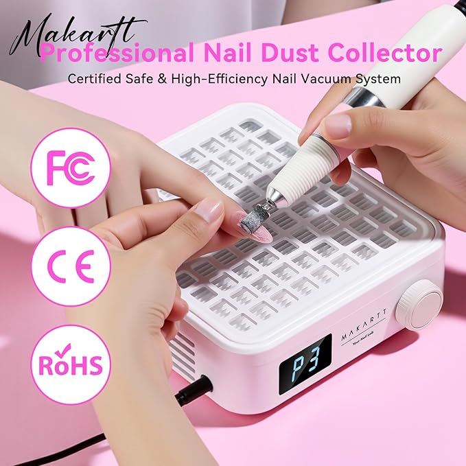 Makartt Professional Nail Dust Collector – Powerful Dust Collector Nail Tech Quite Suction Machine for Acrylic Nails Manicure & Pedicure Salon & Home Use Includes 10pcs Filters & Dust Brush-VivaGrace Women