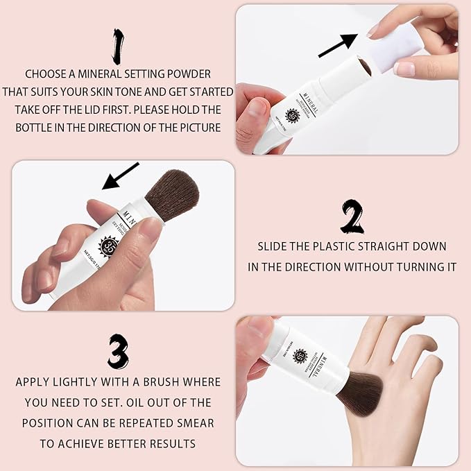Mineral Sunscreen Setting Powder, SPF 35 Translucent Loose Powder, Mineral Brush Powder, Oil Control Natural Matte Finish, Lasting Lightweight Breathable for All Skin (#04 Pink Complexion)-VivaGrace Women