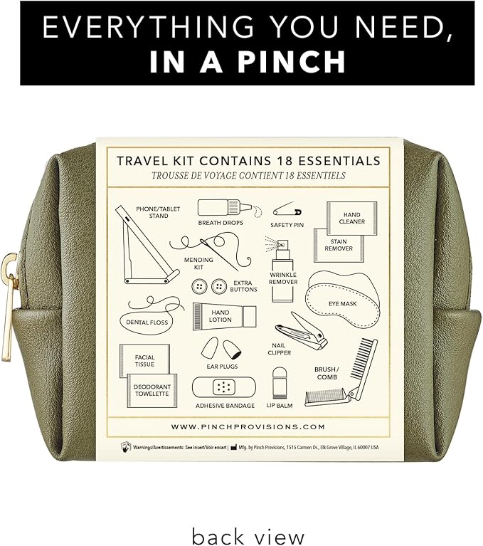 Pinch Provisions Travel Kit, includes 18 Must-Have Emergency Essential Items for Travelling, Ideal Road Trip or Airport Gift for Friends, Family & Peers, Portable Pouch-VivaGrace Women
