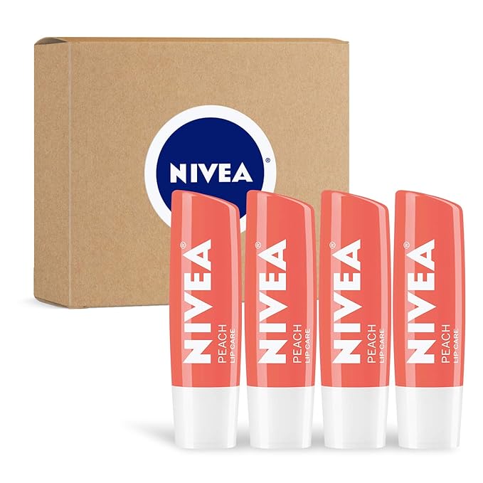 NIVEA Peach Lip Care - Tinted Lip Balm for Beautiful, Soft Lips - Pack of 4-VivaGrace Women