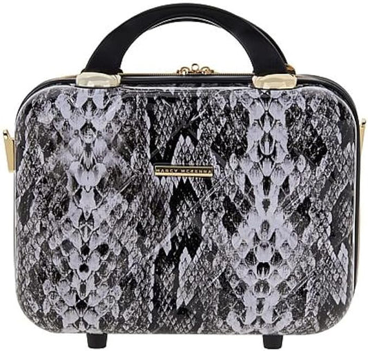 2-in-1 Essential St. Tropez Design Beauty Case - Black/Cream Python, Rose Gold-VivaGrace Women