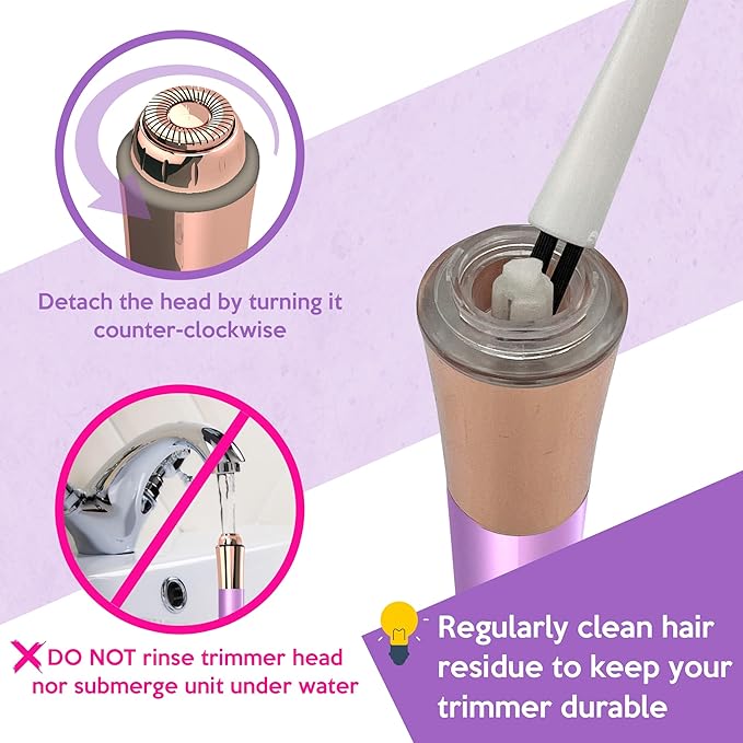 Portable Facial Hair Remover for Women – Painless, Fast & Precise Flawless Electric Razor & Epilator for Face, Lips, Chin Hair Removal – 18K Gold-Plated, 360° LED Light-VivaGrace Women