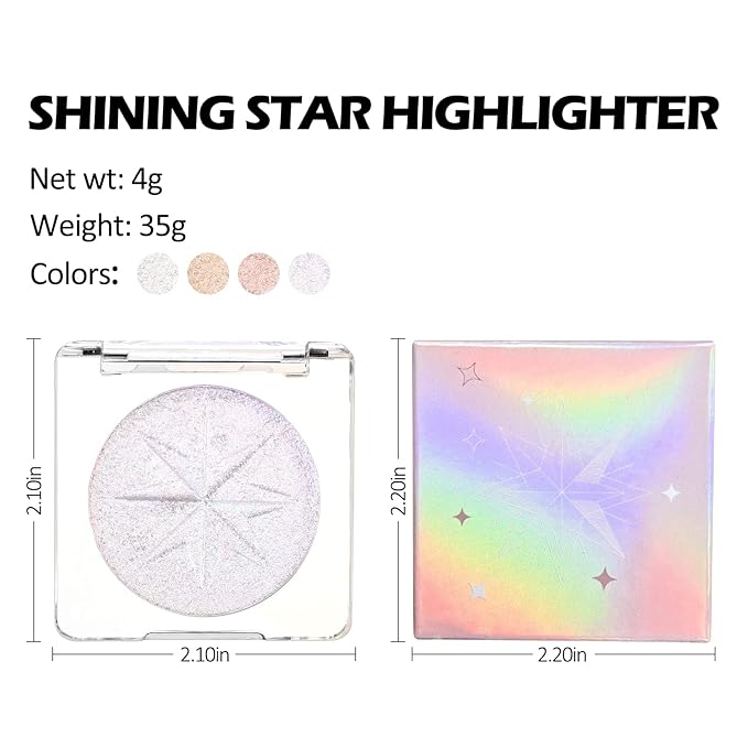 Erinde White Purple Shimmer Glitter Highlighter Highlight Makeup Contour Powder, Silver Highlighter Face Illuminator Highlighter, Highlighter Makeup iluminadores Illuminator for Face Body Cheek-VivaGrace Women