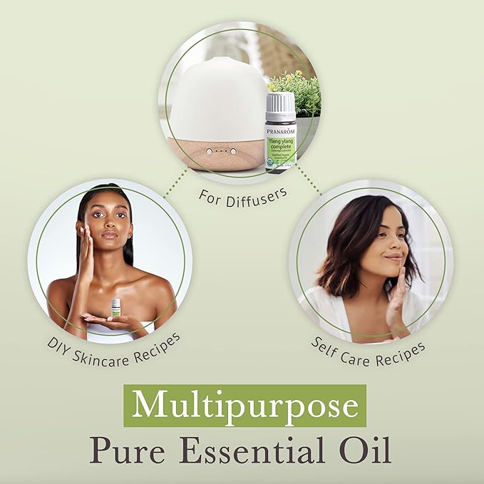 Pranarom USDA Certified Organic Ylang Ylang Essential Oil (5ml), 100% Pure Undiluted Therapeutic Grade from Madagascar for Aromatherapy, Diffuser, Meditation, Massage, Relaxation-VivaGrace Women