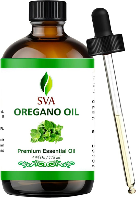 SVA Oregano Essential Oil – 4 Fl Oz – 100% Natural Oregano Oil - for Diffuser, Hair Care, Face, Skin Care, Aromatherapy, Scalp and Body Massage, Soap and Candle Making – with Dropper-VivaGrace Women