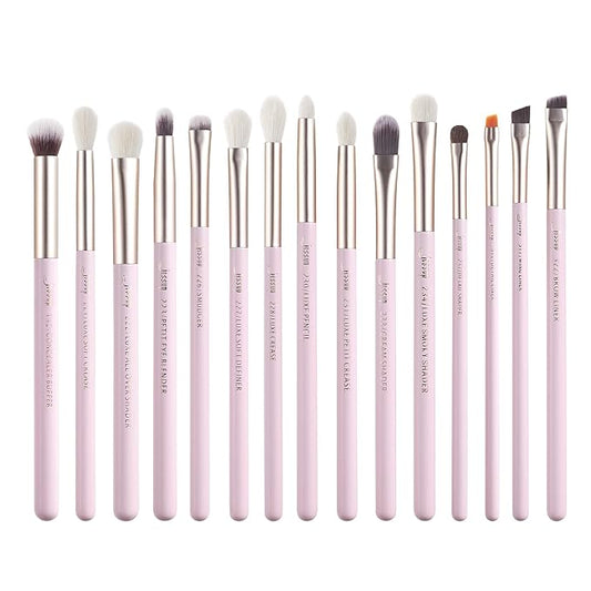 Jessup Eyeshadow Brushes 15pcs, Natural Eye Brush Set for Eyeshadow Blending Concealer Eyebrow Eyeliner, Blushing Bride T294-VivaGrace Women