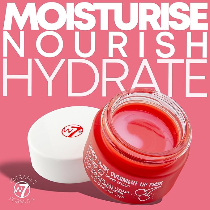 W7 Sweet Dreams Overnight Cherry Swirl Lip Mask - Cherry Extract & Hyaluronic Acid - For Hydrated, Full Looking & Irresistible Lips-VivaGrace Women
