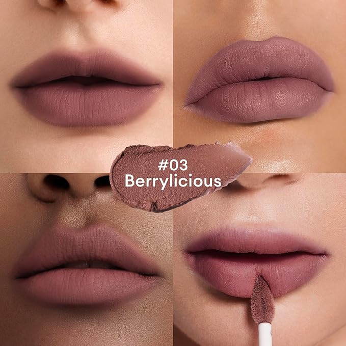 ITY Velvet Matte Finish Lip Stain-Mousse Textured Lip Clay, Red Shade, Conceals Lip Lines, Rich Pigment Lip Tint Lipsticks,0.14 oz (4g) in Berrylicious, Ginger.-VivaGrace Women