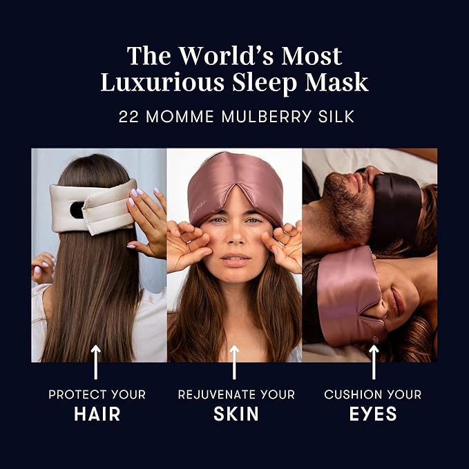 DROWSY Silk Sleep Mask. Face-Hugging, Padded Silk Cocoon for Luxury Sleep in Total Darkness. (Midnight Blue)-VivaGrace Women
