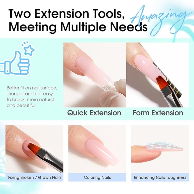 ROSALIND Poly Nail Gel Kit -12 Colors + Nail Art Accessories Kit Summer Neon Poly Nails Gel Kit Starter Kit With Slip Solution Pro Bright Colors Nail Extensions Gel Set with Mini UV Lamp-VivaGrace Women