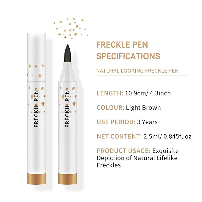 2 Pcs Freckle Pen Set, Natural Lifelike Fake Freckles Makeup Pen Magic Brown Color Freckles Makeup Tool Long-Lasting Waterproof Dot Spot Pen for Effortless Sunkissed Makeup (Light Brown)-VivaGrace Women