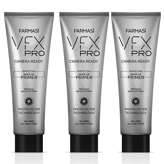 Farmasi 3-Pack VFX PRO Camera Ready Primer - Flawless Finish Long Lasting Makeup Base Smoothing Pore Minimizing Oil Control Lightweight Formula Professional Makeup Application Daily Use, Clear-VivaGrace Women