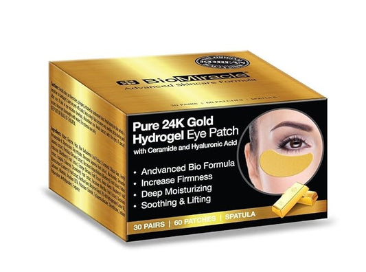 BioMiracle Pure 24K Gold Hydrogel Eye Mask Patch, Under Eye Treatment, Luxury Advanced Bio Formula for Firmness, Moisture, Soothing & Lifting (60 Pieces)-VivaGrace Women