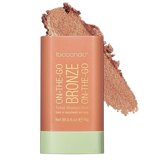 Cream Bronzer Stick,Contour Stick Facial Contouring Stick,Long Lasting Highlighter Waterproof Highlight Makeup,Buildable Shimmer Sparkle Face Bronzer Face Shaping,03 Rich Glow-VivaGrace Women
