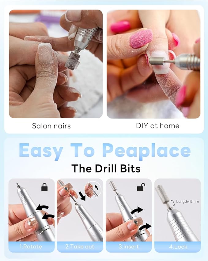 CozyZen Cordless Nail Drill Professional: 45000 RPM Rechargeable Electric Nail File Kit, Portable & Low Noise for Acrylic, Gel Nails, Manicure & Pedicure - Salon & Home Use-VivaGrace Women