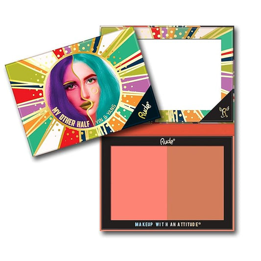 My Other Half Duo Shade Face Palette - Yin and Yang by Rude Cosmetics for Women - 0.4 oz Makeup-VivaGrace Women