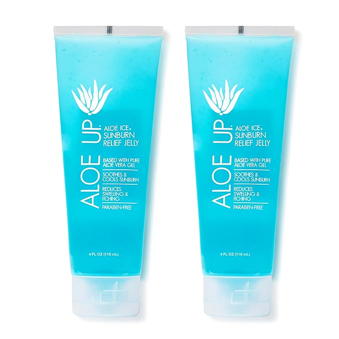 ALOE UP Ice Sunburn Relief Jelly - Pure Aloe Vera Gel Sunburn Relief for Adults & Kids, Aloe Vera Gel Face & Body, Natural Cruelty-Free Aloe Gel, Aloe Vera Gel Skin Lotion - 4 Oz (2pack)-VivaGrace Women