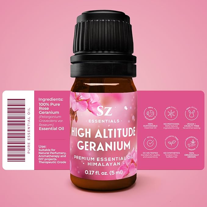 High Altitude Geranium Essential Oil – 100% Pure & Natural, Grown in The High-Altitude – Aromatherapy, Home Use – Therapeutic Grade & Vegan – 5 mL-VivaGrace Women
