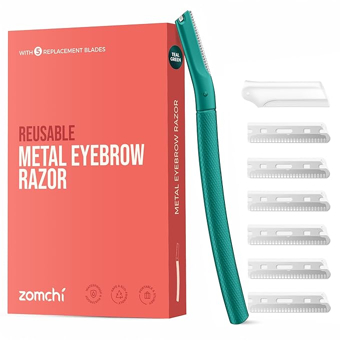 ZOMCHI Eyebrow Razor, Face Razors for Women&Men, Eyebrow Trimmer Shaper with Precision Cover, Facial Shaver with 6 Blades (Green)-VivaGrace Women