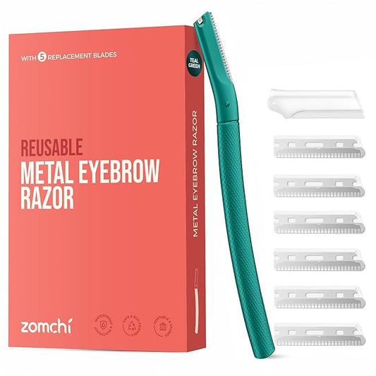 ZOMCHI Eyebrow Razor, Face Razors for Women&Men, Eyebrow Trimmer Shaper with Precision Cover, Facial Shaver with 6 Blades (Green)-VivaGrace Women