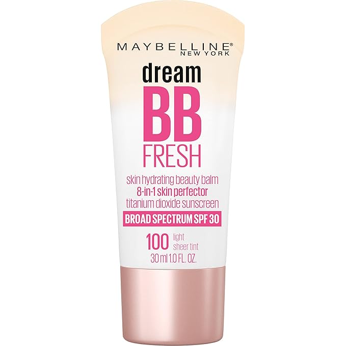 Maybelline Dream Fresh Skin Hydrating BB cream, 8-in-1 Skin Perfecting Beauty Balm with Broad Spectrum SPF 30, Sheer Tint Coverage, Oil-Free, Light, 1 Fl Oz-VivaGrace Women