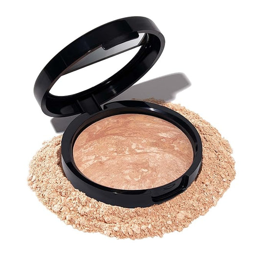 LAURA GELLER NEW YORK Award-Winning Baked Balance-n-Brighten Color Correcting Powder Foundation - Light - Buildable Light to Medium Coverage - Demi-Matte Natural Finish-VivaGrace Women