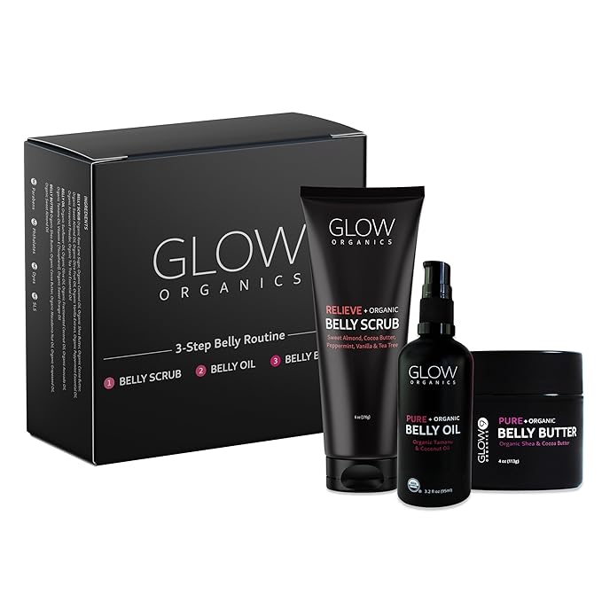 Pregnancy Bump Box, 3-Step Routine, Kit with Belly Scrub, Oil and Butter for Stretch Marks, Organic, Maternity Skin Care, Clean Beauty, The Perfect Gifts for Expectant Moms-VivaGrace Women