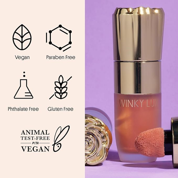 Winky Lux Cheeky Rose Liquid Highlighter, Gel Cream Blush Wand, Blendable & Buildable Pigment, Long Lasting Weightless, Nova-VivaGrace Women