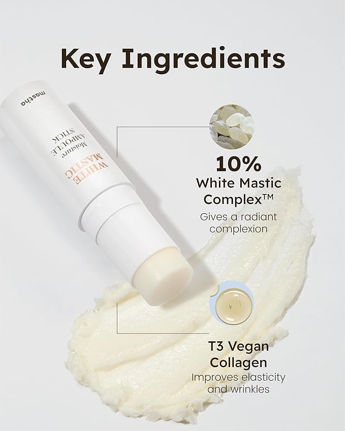 White Mastic Moisture Ampoule Stick (0.35oz) - Wrinkle Reduction, Elasticity, Moisturizing, Radiance Multi Balm. Korean Skin Care Serum Stick for Face, Lips, Eyes, Neck. Vegan T3 Collagen.-VivaGrace Women