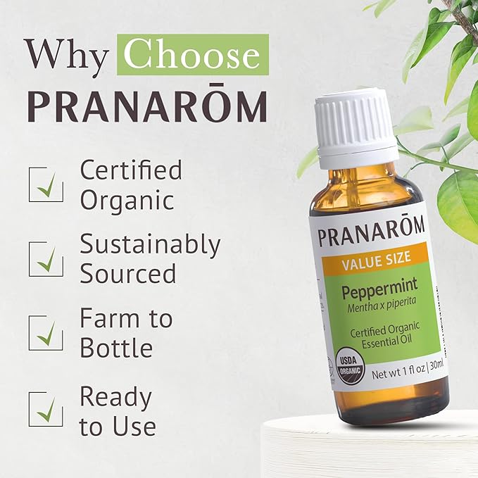 Pranarom USDA Certified Organic Peppermint Essential Oil (30ml), 100% Pure Undiluted Therapeutic Grade from India for Aromatherapy, Diffuser, Topical, Cooling, Massage & Relaxation-VivaGrace Women
