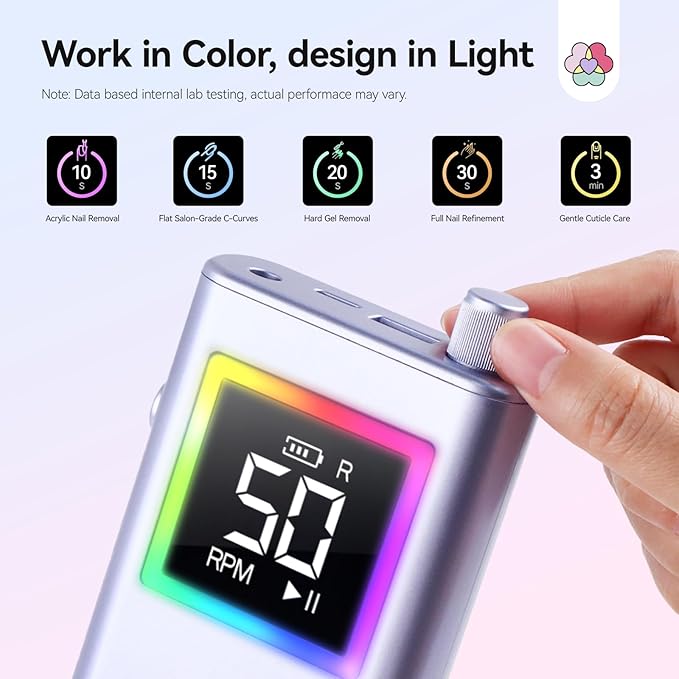 SAVILAND Advanced 50000 RPM Nail Drill Professional: 10S Fast Removal Electric Nail File Portable Nail Filer Electric with Rechargeable Electric Nail Drill Bits Pro Acrylic Nail Manicure Nail Tools-VivaGrace Women