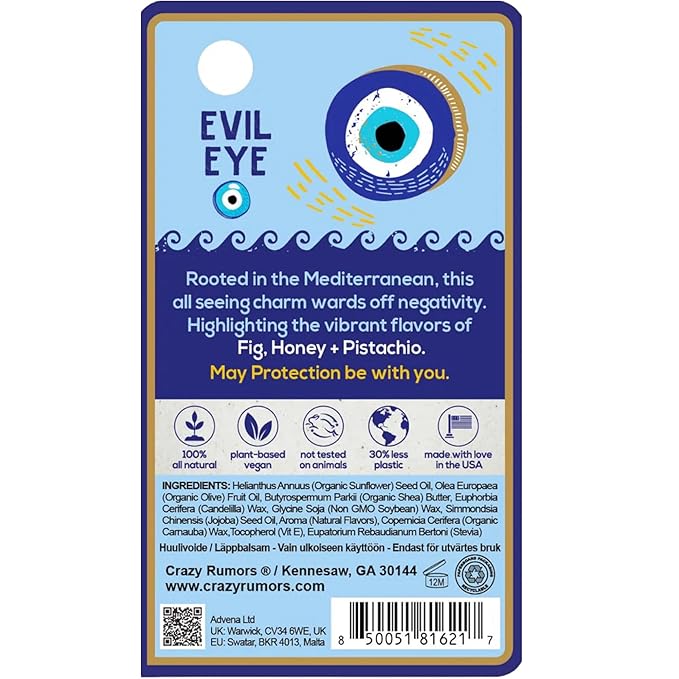 Crazy Rumors Happy Juju All Natural, Plant-Based Lip Balm with Organic Shea & Jojoba 1 Pack (Evil Eye)-VivaGrace Women