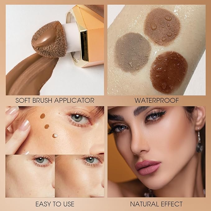 Liquid Contour Stick Makeup - Cream Face Contour Wand with Cushion Applicator, Natural Matte Long Lasting Creamy Bronzer Contour, Lightweight Silky Blendable (#02 SOFT TAN)-VivaGrace Women