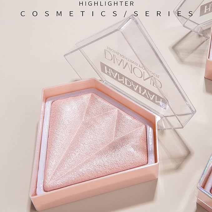 MEICOLY Baked Highlighter Powder Palette,Natural Face Highlighter Shimmer Powder,Long Lasting Glittery Highlighter Makeup Face Luminizer,03 Fairy Pink-VivaGrace Women