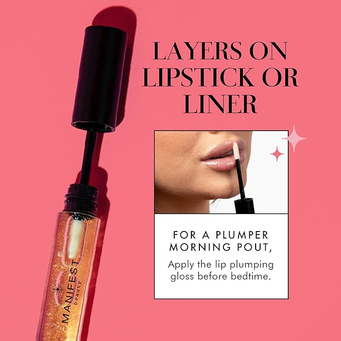 BIG POUT ENERGY Lip Plumper, Chili-Infused Lip Plumping Oil for Full and Smooth Lips, Lip Gloss Finish, With Easy Swipe XL Wand Applicator, Crystal Clear, 0.12 fl oz-VivaGrace Women