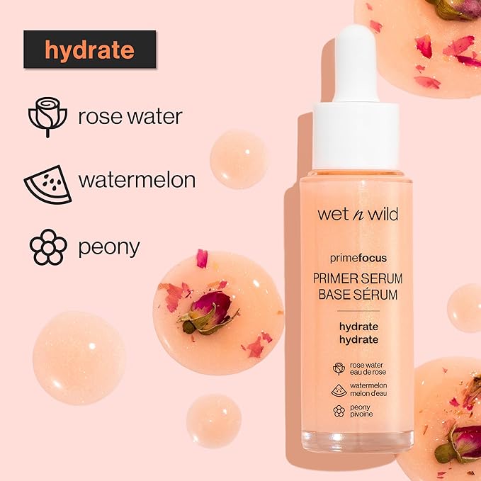 wet n wild Prime Focus Primer Serum for Face, Hydrating for Dry Skin, Makeup Primer Serum-VivaGrace Women