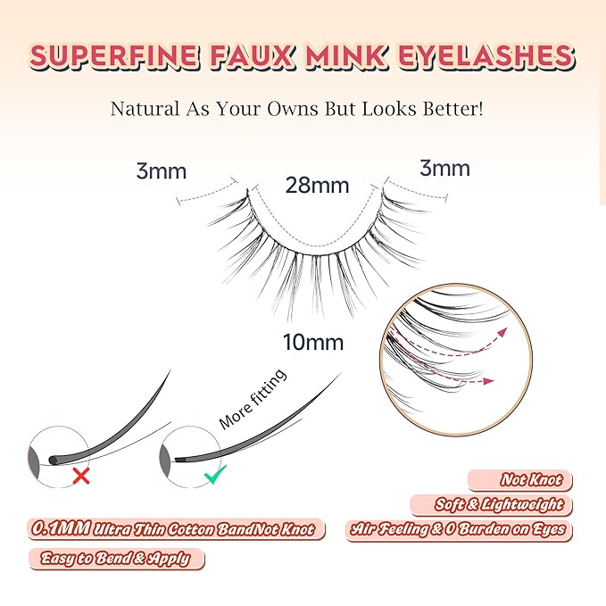 Lashes Short Eyelashes 10MM Natural Lashes Wispy Thin Band Strip Lashes Short Eyelashes Natural Look 3D Volume Lashes 7 Pair Fake Lashes Siligli-VivaGrace Women