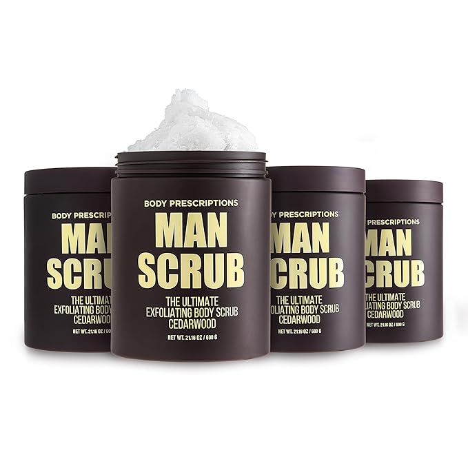 Body Prescriptions Men’s Exfoliating Body Scrub – Ultimate Skin Cleansing Wash in Jar with Twist-Top Lid, For All Skin Types, 21 Ounce (Pack of 4), Cedarwood-VivaGrace Women
