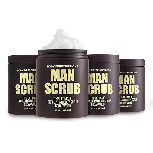 Body Prescriptions Men’s Exfoliating Body Scrub – Ultimate Skin Cleansing Wash in Jar with Twist-Top Lid, For All Skin Types, 21 Ounce (Pack of 4), Cedarwood-VivaGrace Women