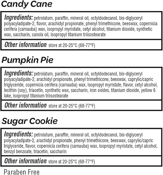 ChapStick Holiday Collection - Candy Cane, Pumpkin Pie & Sugar Cookie Flavors - Blister Pack of 3 Sticks 0.15 Each - Pack of 6 = 18 Sticks, Great Holiday Gift 3 Count (Pack of 6)-VivaGrace Women