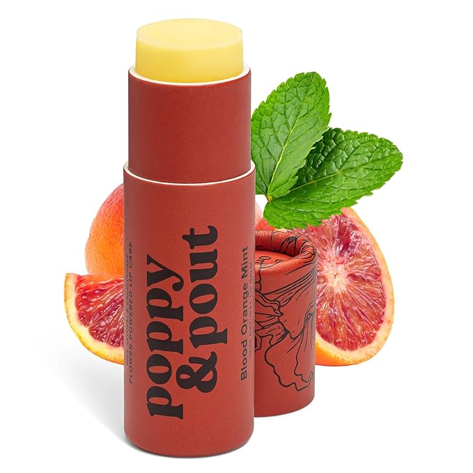 Poppy & Pout Blood Orange Mint Jumbo Lip Balm | All Natural Lip Balms & Moisturizers | Hydrates with Beeswax, Vitamin E, Organic Coconut Oil | Cruelty-Free | Lip Balm in Recyclable Cardboard Tube-VivaGrace Women