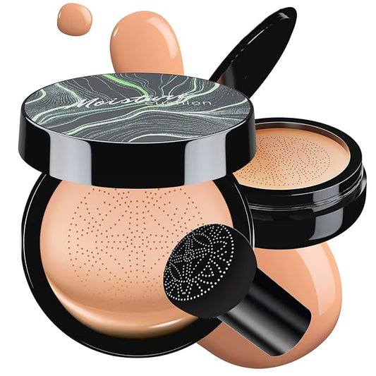 Mushroom Head Air Cushion CC Cream - BB Cream Foundation Makeup Moisturizing Concealer Long-Lasting, Cushion Foundation Full Coverage Self Adjusting for Mature Skin & All Skin Types (Nude)-VivaGrace Women