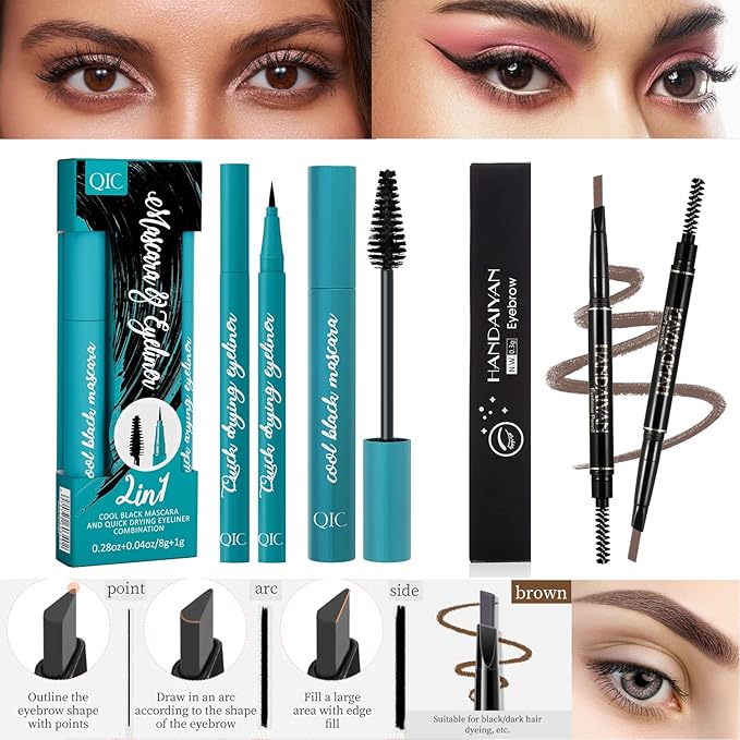 All In One Makeup Kit Full Kit, 3 Pcs Cream Contour Sticks,12 Colors Eyeshadow Palette,Full Coverage Foundation, 6 Colors Lipstick Set, Waterproof Eyeliner and Mascara(102# Nude)-VivaGrace Women