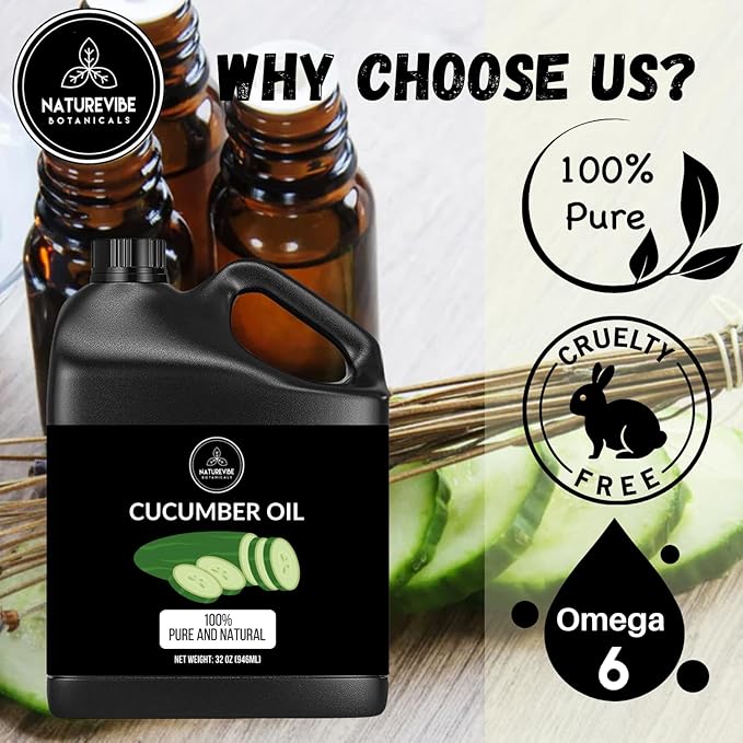 Naturevibe Botanicals Cucumber Oil 32 Ounces | 100% Pure and Natural | Great for Skin Care and Hair Care-VivaGrace Women