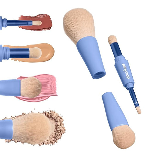 Alleyoop Overachiever 4-in-1 Travel Makeup Brush Set – Powder, Blending, Precision & Complexion Brushes – Mini Makeup Brush for Women, Vegan, Multi-Use & Travel-Friendly Makeup Tool-VivaGrace Women