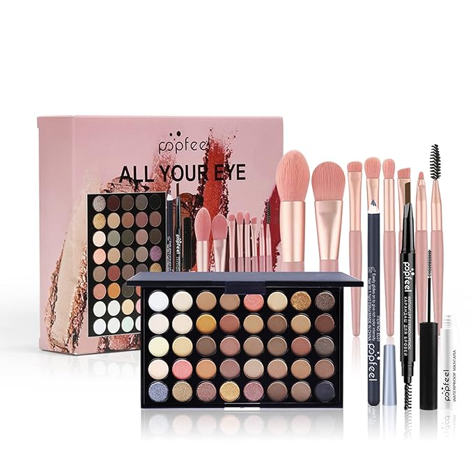 All-in-one Makeup Set Holiday Gift Surprise | Full Makeup Kit for Women Essential Starter Bundle Include Eyeshadow Palette Lipstick Blush Concealer Face Powder Eyeliner Mascara Soft Brush-VivaGrace Women