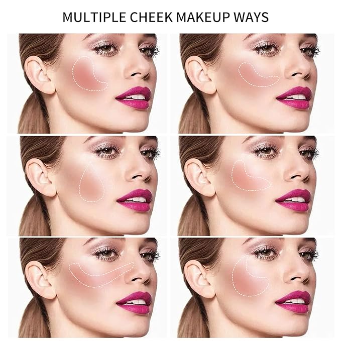 Boobeen Powder Blush Matte Blush, Highly Pigmented Beauty Cream Blush Palette for Create A Natural Cheek Flushed Look, Rich Colors-VivaGrace Women