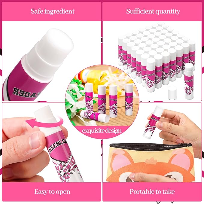 50 Pcs Cheer Gifts Bulk Cheerleading Lip Balm Gifts Moisturizing for Cheerleader Gifts Women-VivaGrace Women